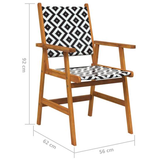 Chaises de jardin bois d'acacia et polyrotin naturel 56 x 62 x 92 cm - PANGIVO - Image 8