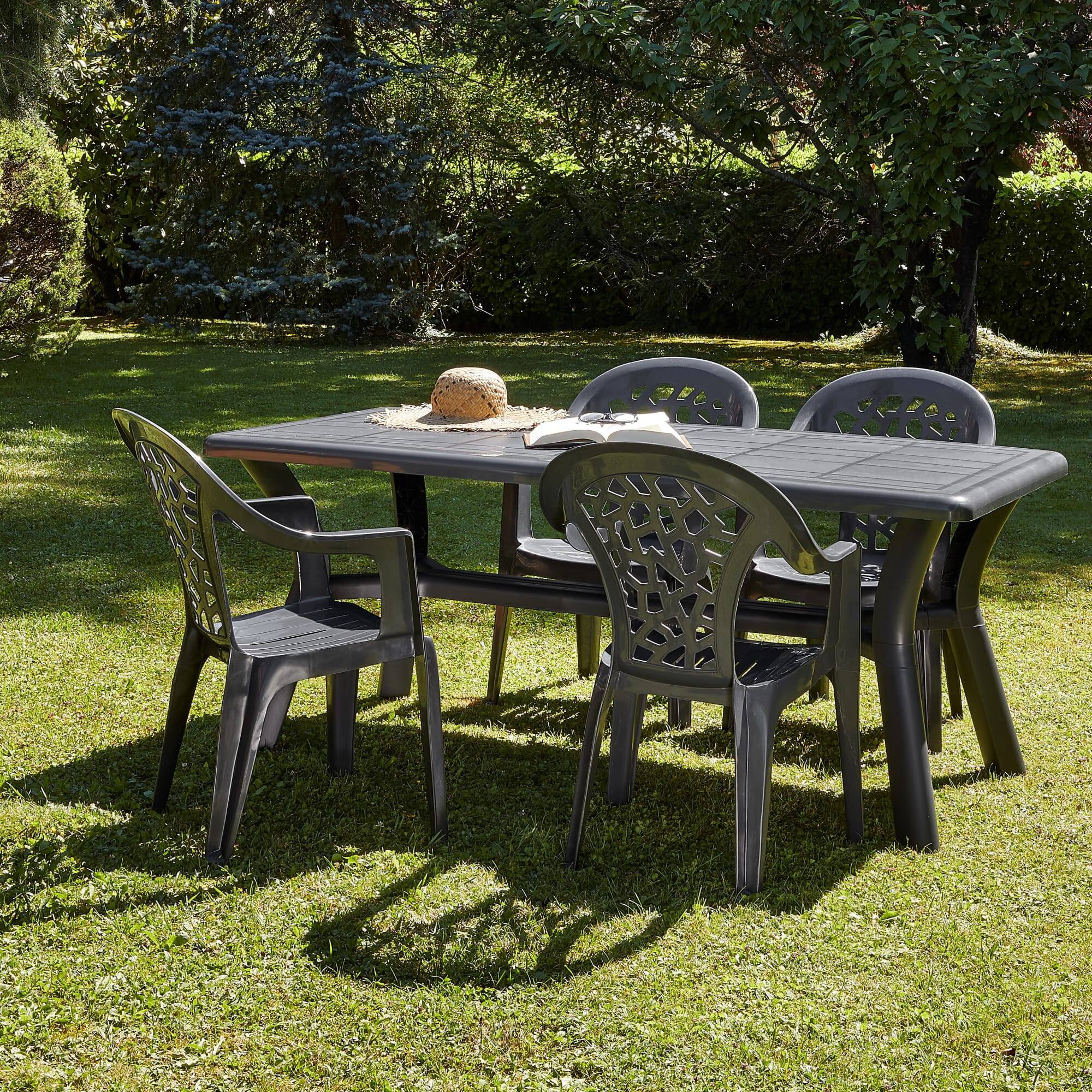 Table rectangulaire recyclée extérieur 180x90 sable DALIA garbar - Image 4