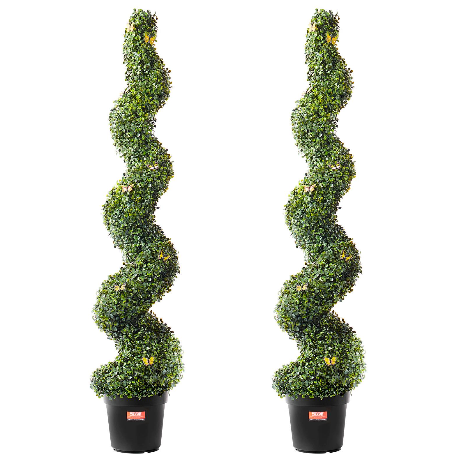 VEVOR Buis artificiel, lot 2, 152.4cm, UV résistant, pot inclus, pour intérieur/extérieur, spirale.
