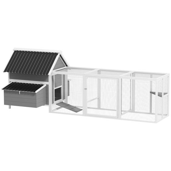 Poulailler avec pondoir bois de sapin gris 283 x 133.5 x 112 cm - PANGIVO - Image 1