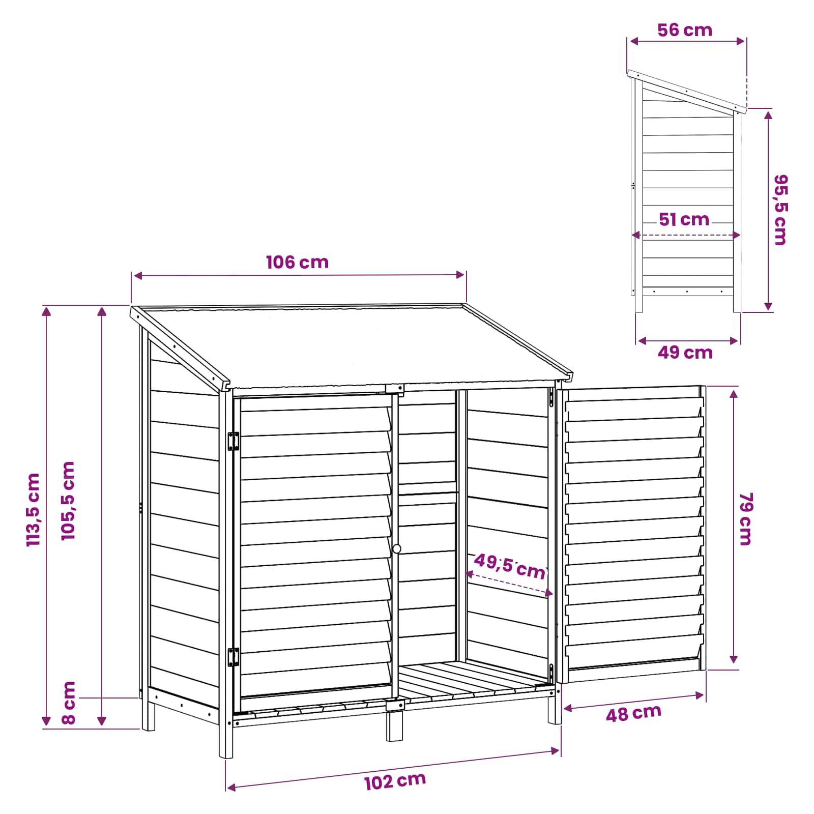Vidaxl - Abri de jardin Gris 106 x 56 x 113,5 cm Bois de Sapin Massif vidaXL 42033458 - Image 3