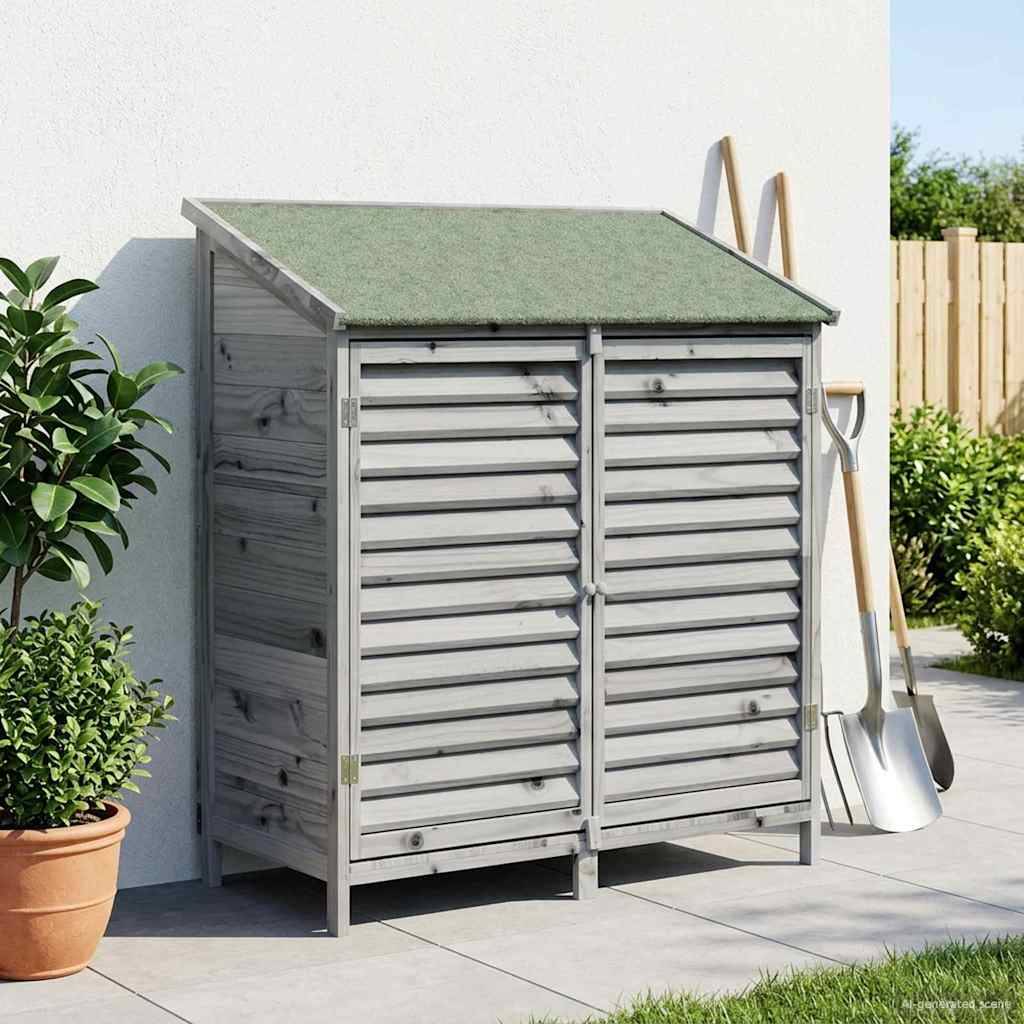 Vidaxl - Abri de jardin Gris 106 x 56 x 113,5 cm Bois de Sapin Massif vidaXL 42033458 - Image 4