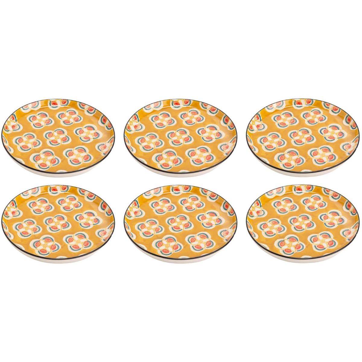 Korb - Assiette plate à motifs Imany (Lot de 6) Jaune Korb - Imagen 1