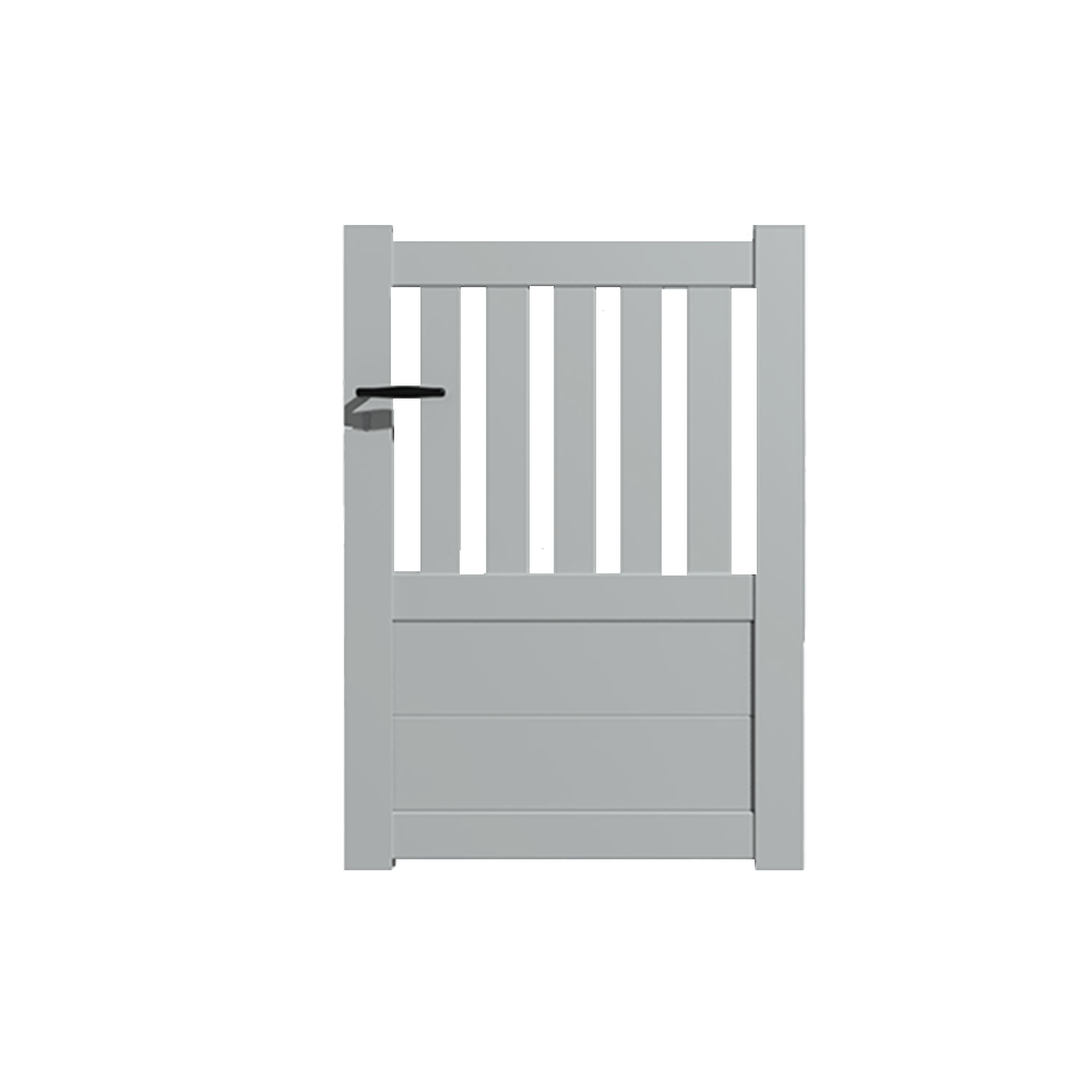 Portail Packit - Portillon alu modèle semi-ajouré en kit dim. L.1000 (entre piliers) x H.1300 mm  Gris Lumière (RAL 7035)