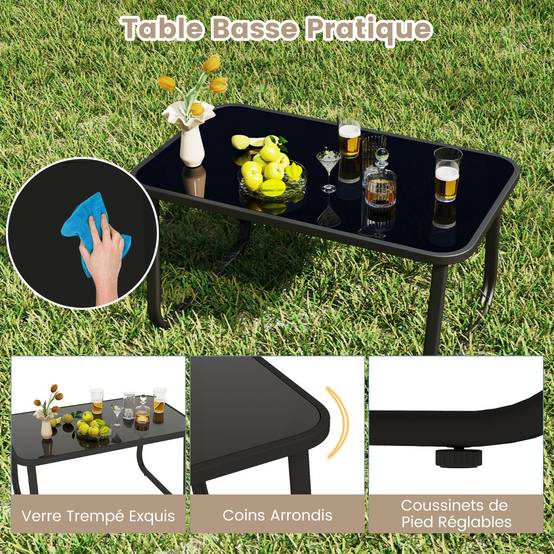 Ensemble de Meubles de Jardin 4 Pièces avec Mouvement de Balancement Doux Mobilier de Terrasse Marron MAISON CHIC - Image 5