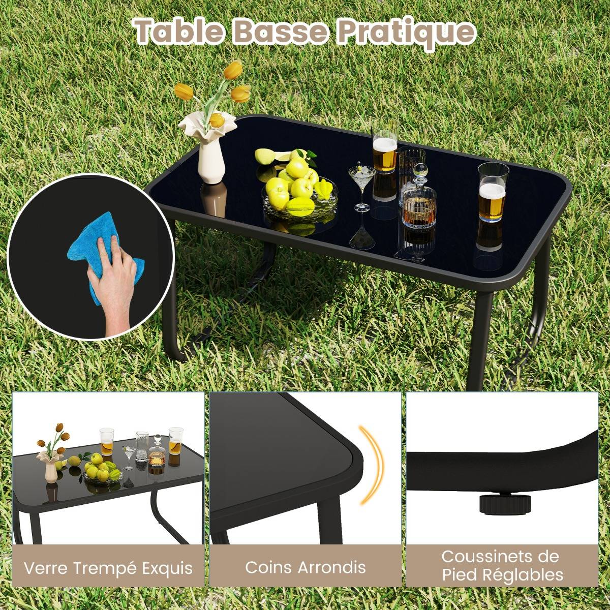 Ensemble de Meubles de Jardin 4 Pièces avec Mouvement de Balancement Doux Mobilier de Terrasse Marron MAISON CHIC - Image 5