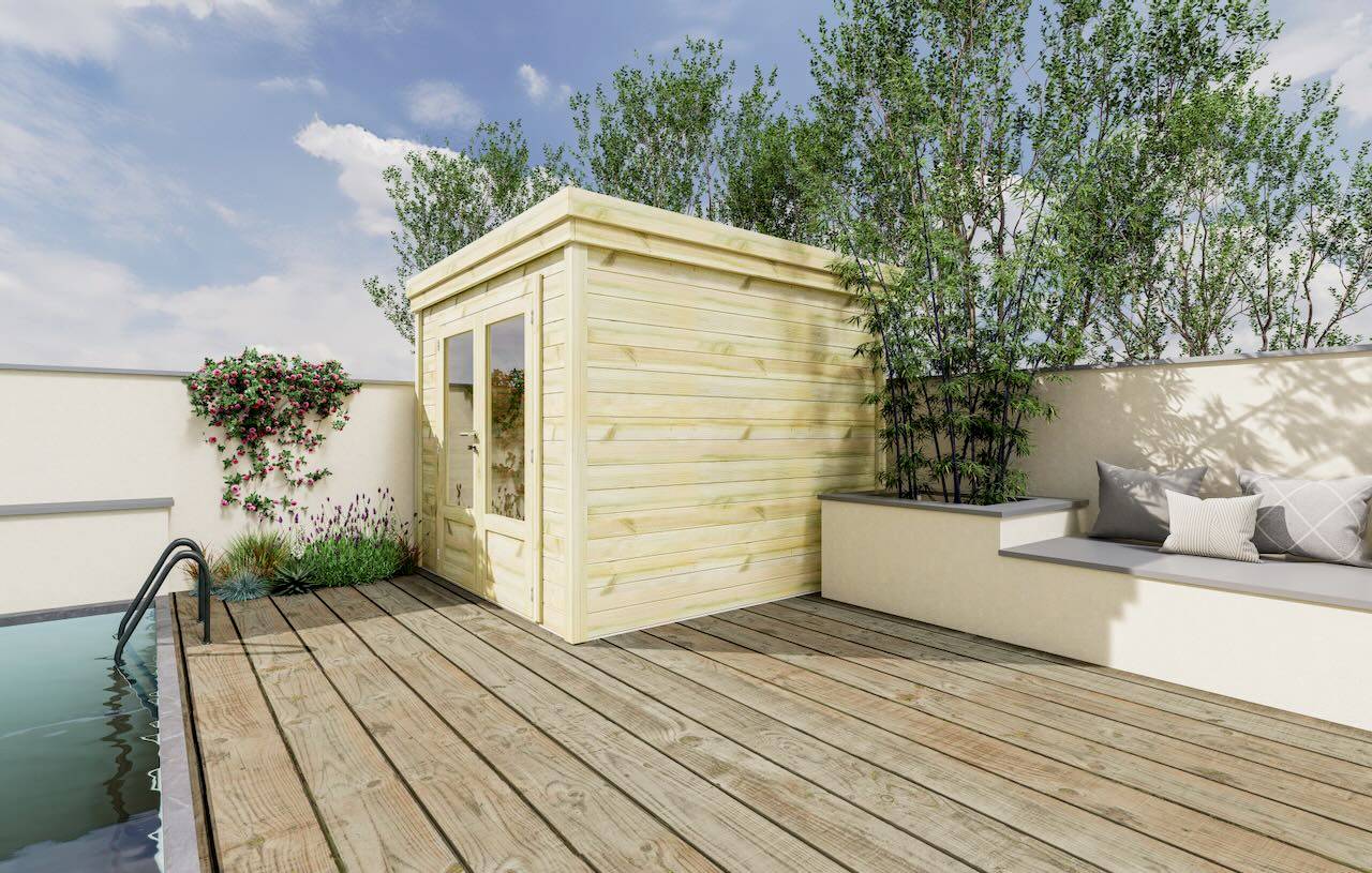 Sans Marque - ABRI DE JARDIN bois  autoclave 27mm - 2,64x2,64m / 7m2 - Bac acier - Abri Français - Imagen 2