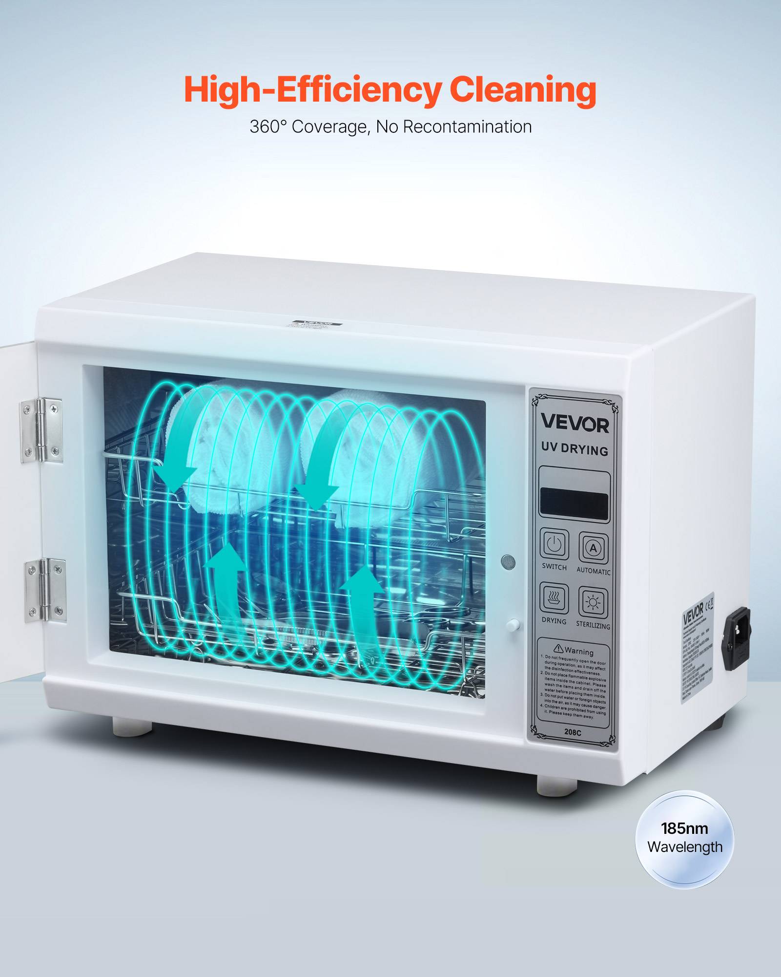 VEVOR Stérilisateur UV 12L multifonction. Minuterie, longueur d'onde 185nm. Pour labo, maison, salon de beauté. - Image 2