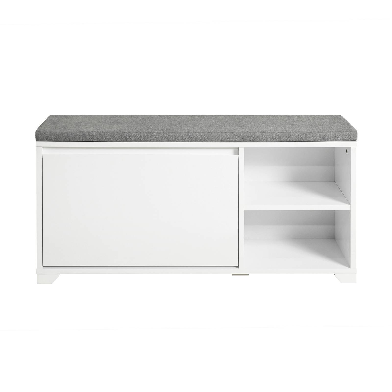 SoBuy Banc à Chaussures Avec Coussin Rembourré Et Abattant - Meuble Rangement Entrée 60x24x51 Cm Blanc FSR82-K-W Banc Chaussures Rangement Coussin