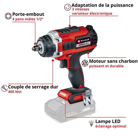 Einhell - Boulonneuse sans fil IMPAXXO 18/400 Power X-Change - sans batterie ni chargeur Einhell - Image 2