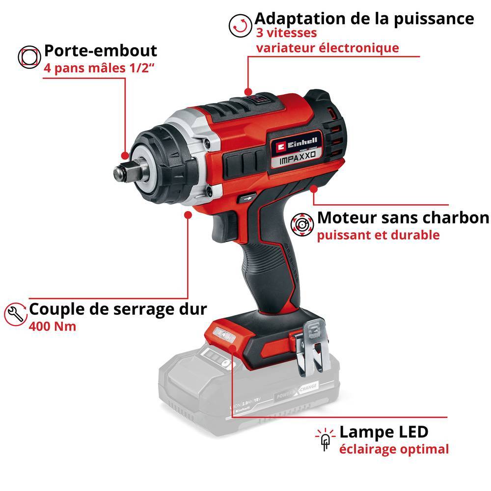 Einhell - Boulonneuse sans fil IMPAXXO 18/400 Power X-Change - sans batterie ni chargeur Einhell - Image 2
