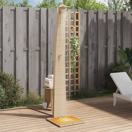 Douche d'exterieur bois d'acacia avec finition huilée beige 55 x 60 x 224 cm - Prolenta premium p3 - Image 2
