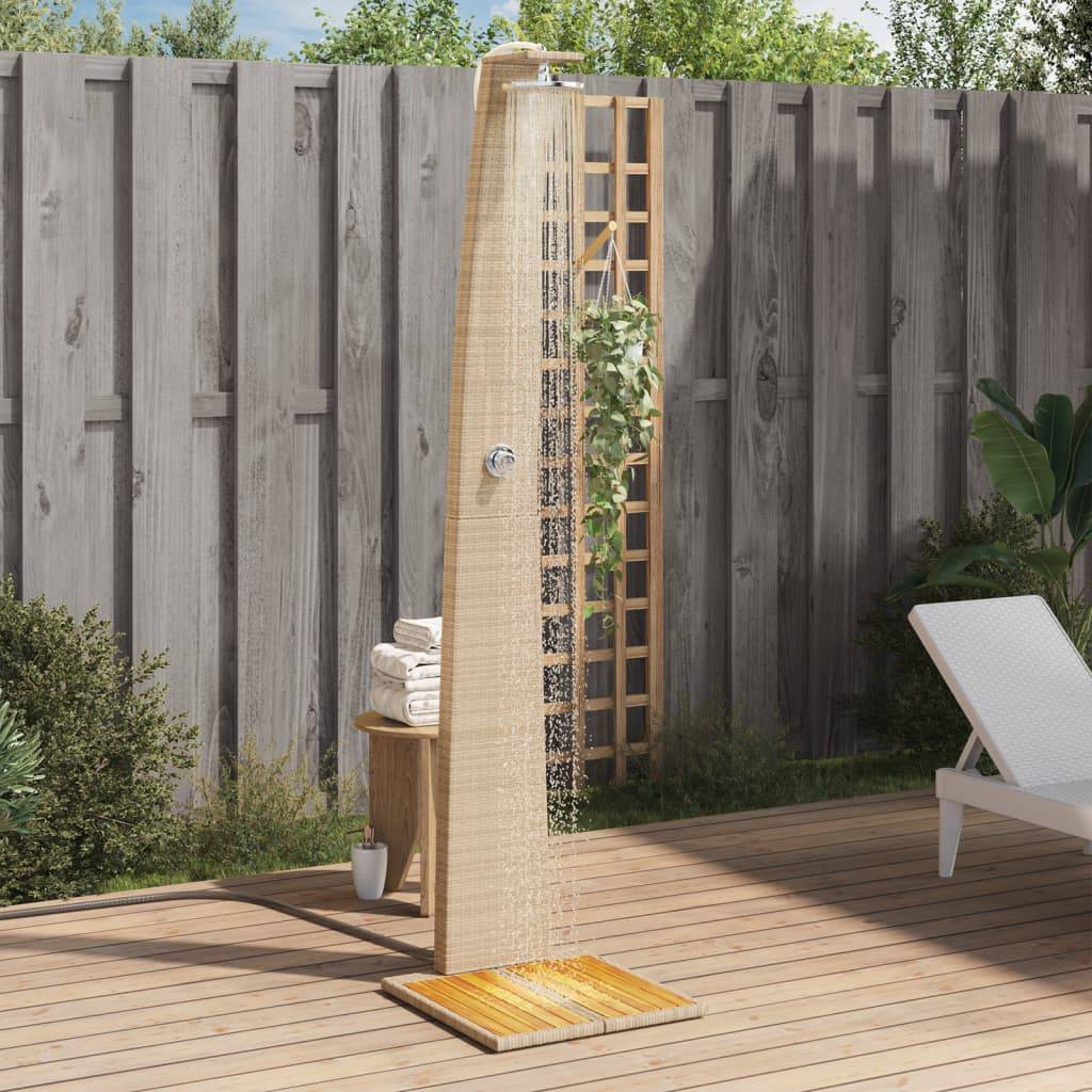 Douche d'exterieur bois d'acacia avec finition huilée beige  55 x 60 x 224 cm  - Prolenta premium p3 - Image 2