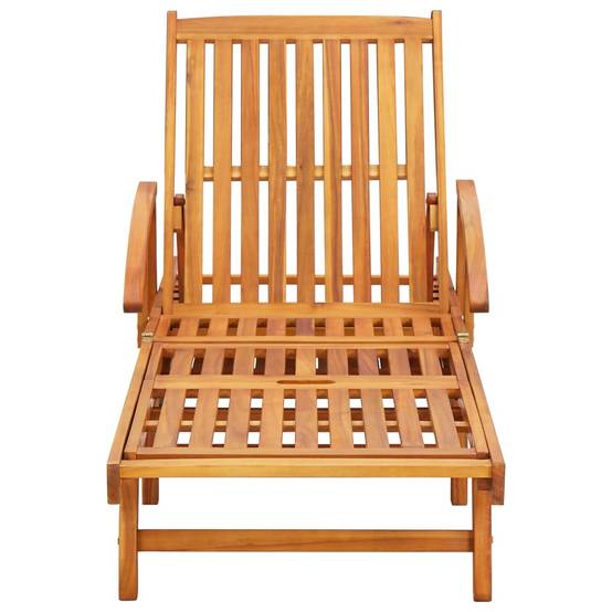 Lot de 2 Bain de soleil - Transats - Chaises longues avec table et coussins Acacia solide - MEUBLE PRO-JU6710 - Image 3