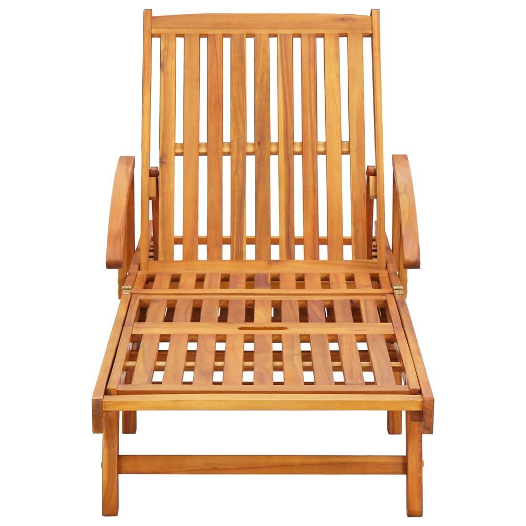 Lot de 2 Bain de soleil - Transats - Chaises longues avec table et coussins Acacia solide - MEUBLE PRO-JU6710 - Image 3