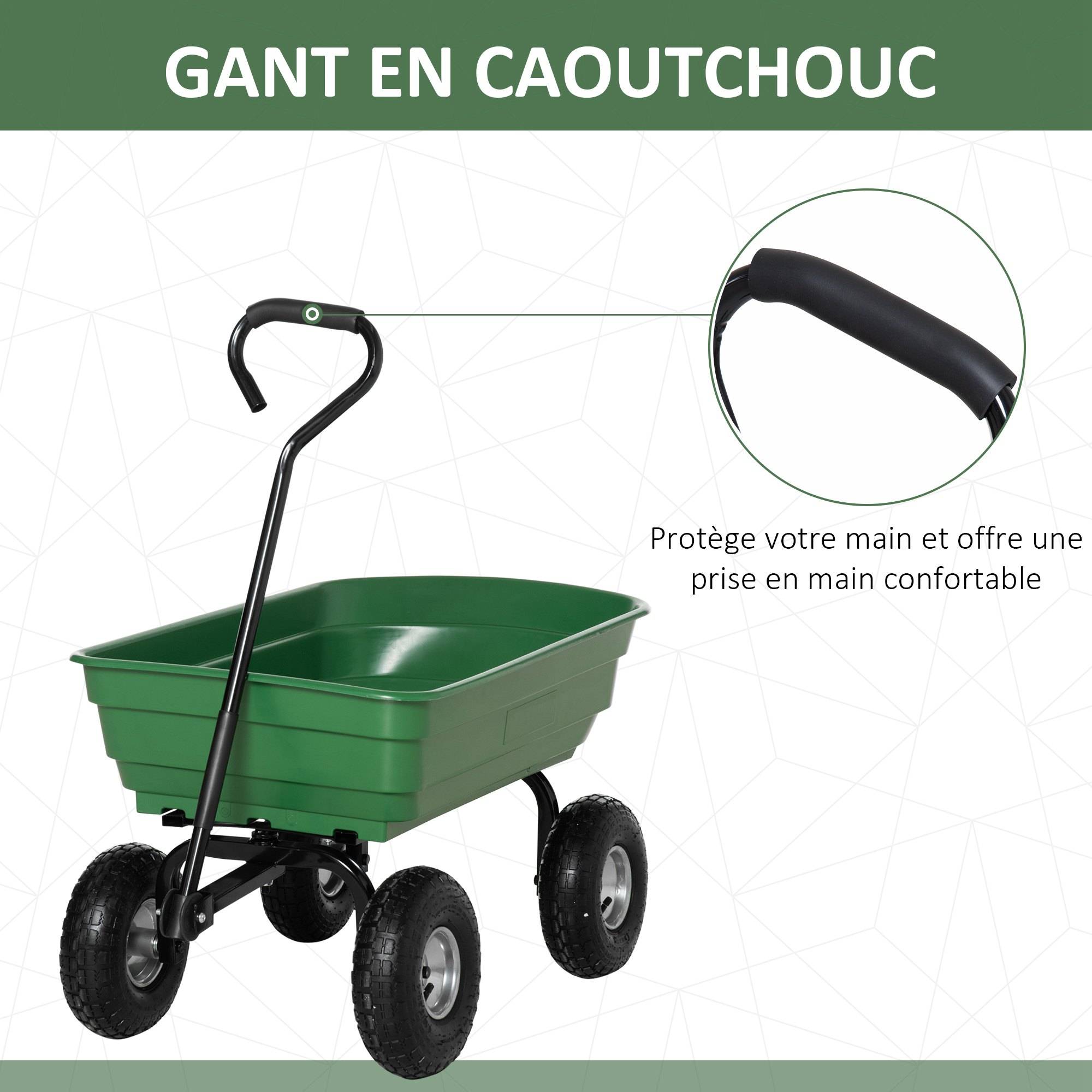 Chariot de jardin acier vert 108 x 52 x 100 cm - PANGIVO - Image 7