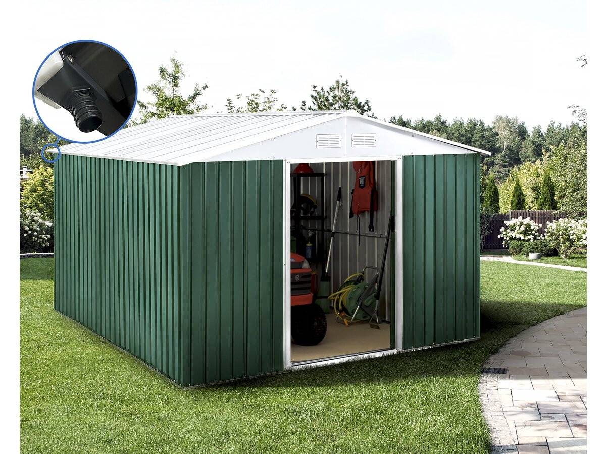 Habitat Et Jardin - Abri De Jardin Métal - "rosas " - 10.85 M² Avec Gouttière - Vert -habitat Et Jardin - Imagen 2
