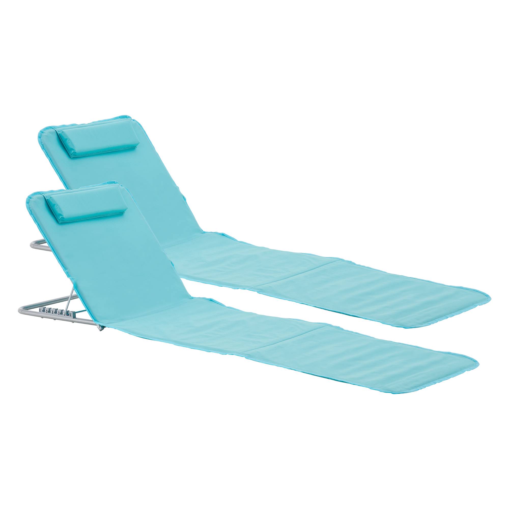 Lote de 2 colchonetas de playa Cellorigo con respaldo inclinable 160 x 49 cm turquesa [en.casa] - Imagen 1