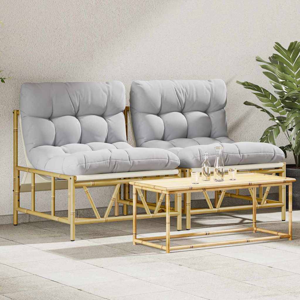 Sièges extérieurs avec coussin 2 pcs Gris clair Acier 75 x 75 x 71 cm - PANGIVO - Image 1