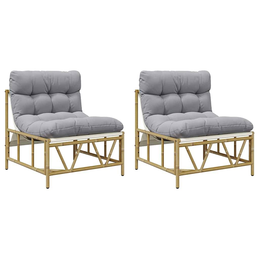 Sièges extérieurs avec coussin 2 pcs Gris clair Acier 75 x 75 x 71 cm - PANGIVO - Image 2