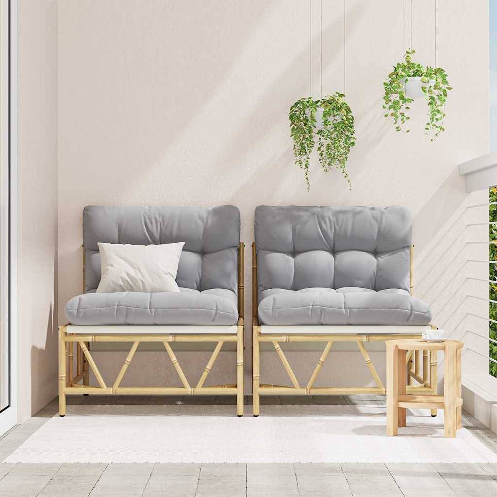Sièges extérieurs avec coussin 2 pcs Gris clair Acier 75 x 75 x 71 cm - PANGIVO - Image 3