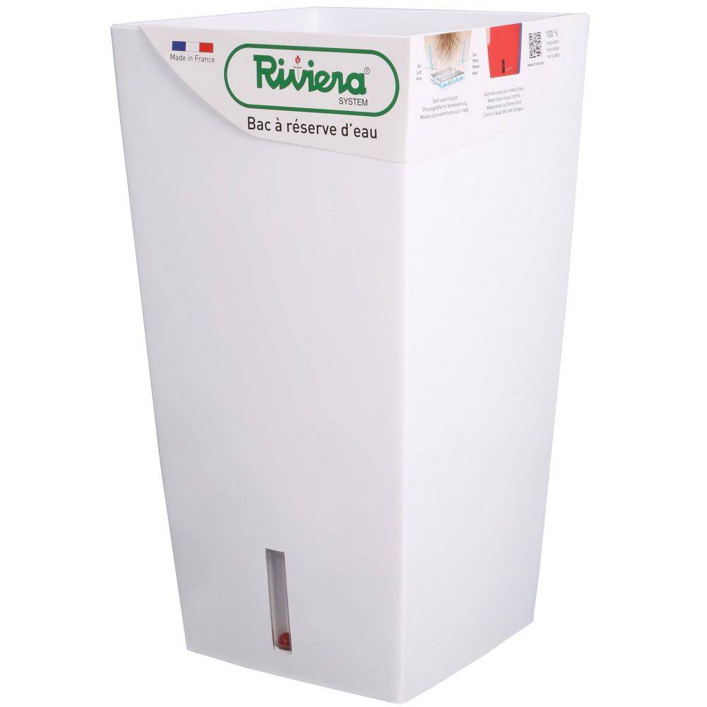 Riviera - Riviera Pot De Fleurs Carré Eva New En Plastique - 28 X 28 X H 52 Cm - 31 L - Blanc - Imagen 3