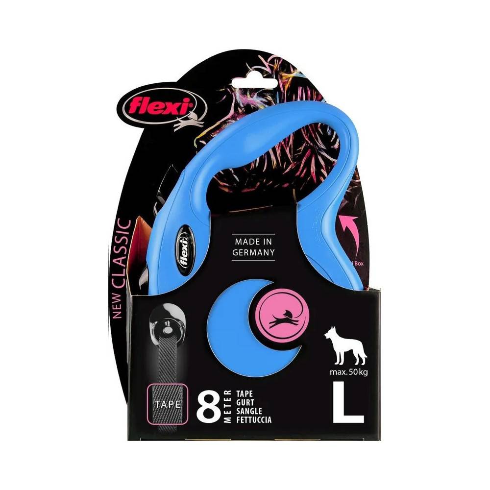 Flexi - Laisse sangle 8 mètres L Max 50 KG bleu laisse pour chien - Image 2