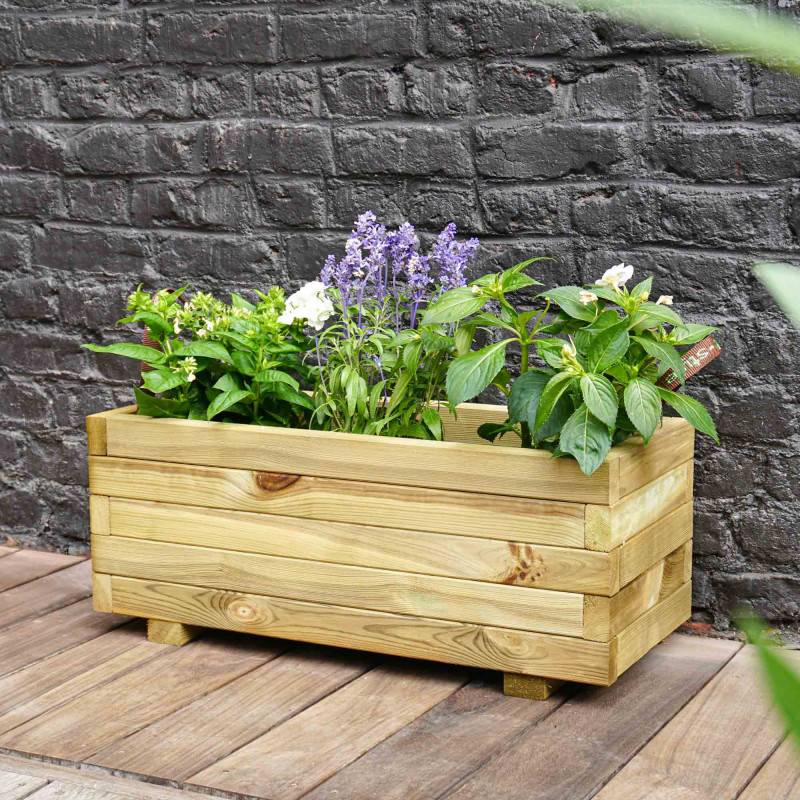 Cerland - Lot de 3 bacs à fleurs rectangulaires en bois baroque - Imagen 2