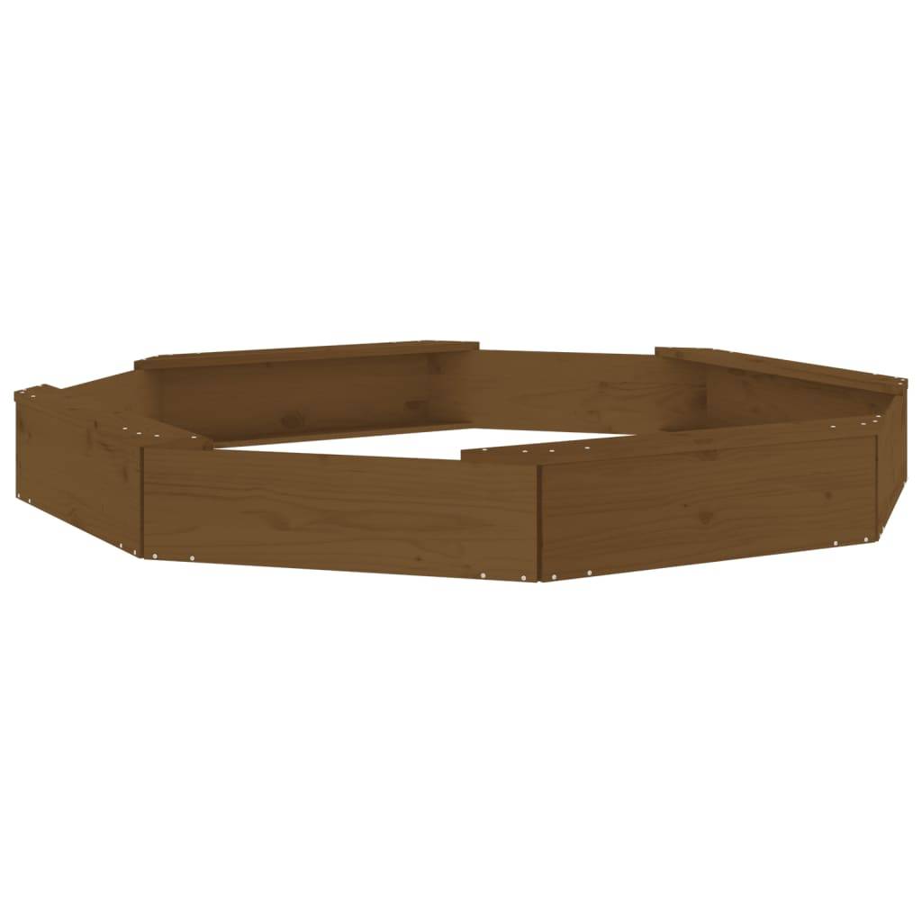Bac à sable - Maison de jeu pour enfants avec sièges marron miel octogone bois de pin massif-JU12118 - Image 1