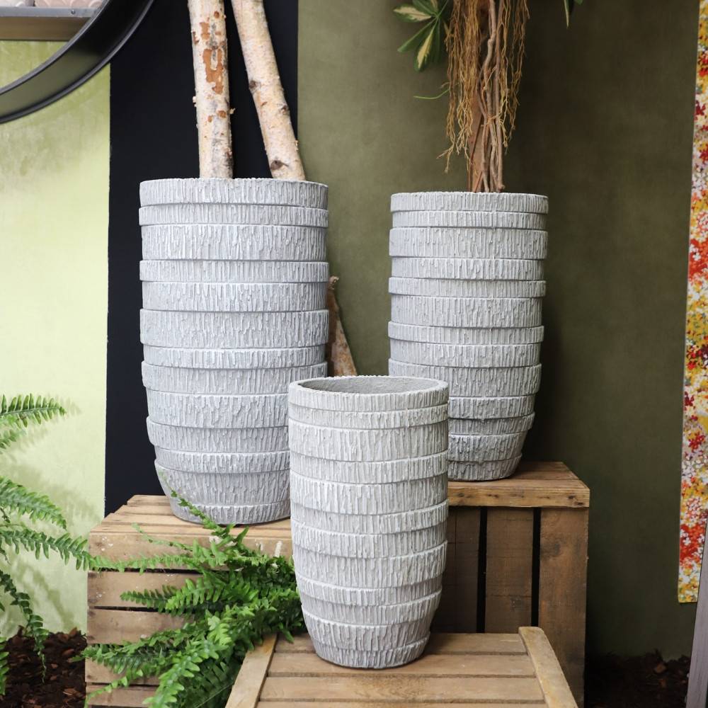 3 Cache-pots grandes tailles plante extérieur béton gris 44-55-65cm Chemin de campagne - Imagen 2