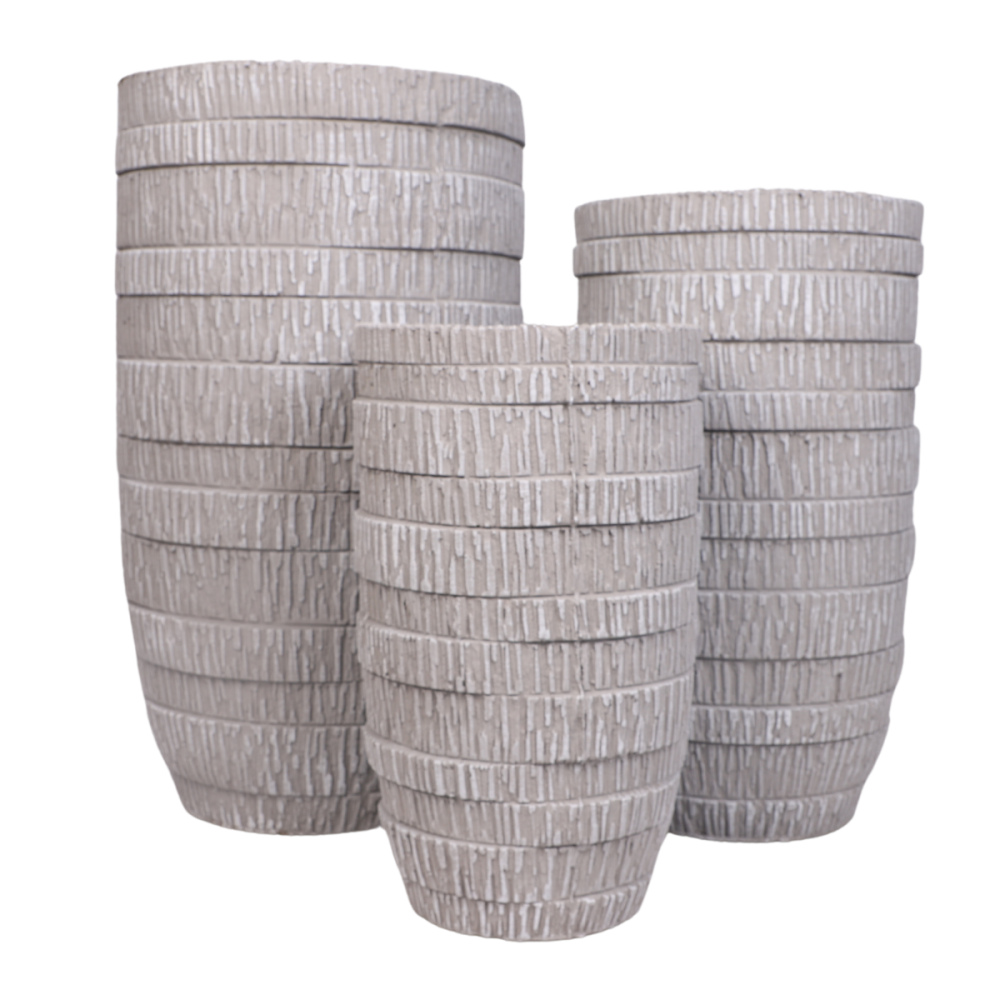3 Cache-pots grandes tailles plante extérieur béton gris 44-55-65cm Chemin de campagne - Imagen 1
