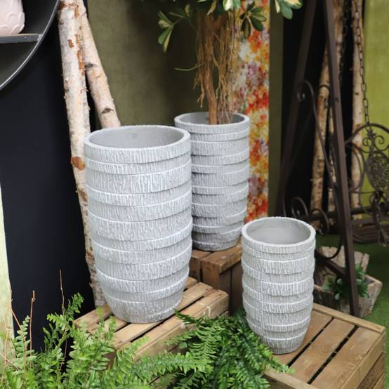 3 Cache-pots grandes tailles plante extérieur béton gris 44-55-65cm Chemin de campagne - Imagen 3