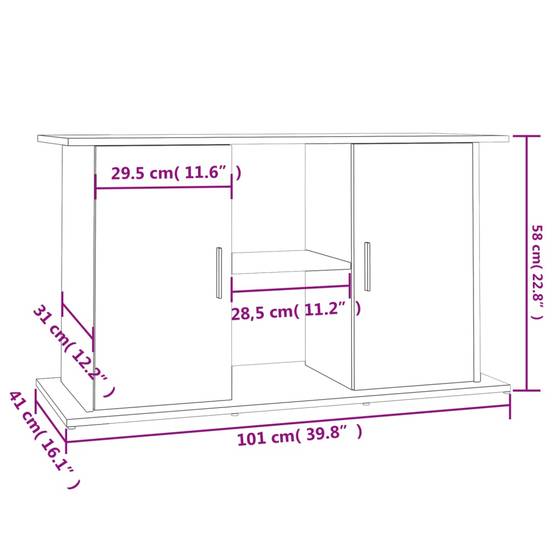 Meuble pour Aquarium Bois d'ingénierie avec Rangement Pratique Sonoma Gris 101 cm - ComfortXL Outdoor Living - Image 5