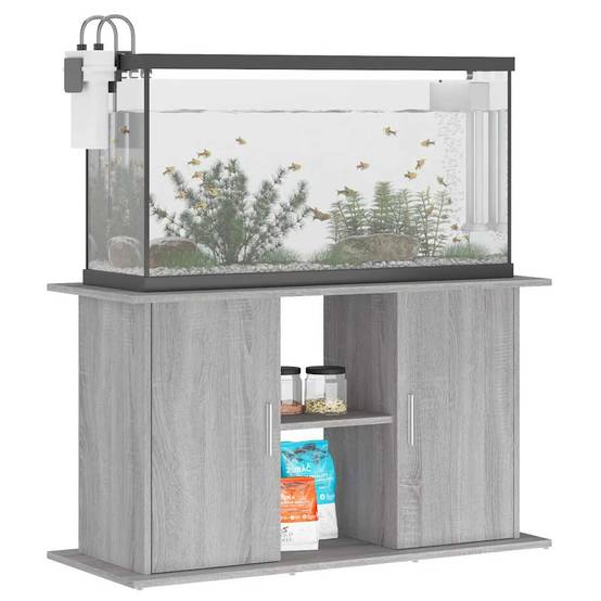 Meuble pour Aquarium Bois d'ingénierie avec Rangement Pratique Sonoma Gris 101 cm - ComfortXL Outdoor Living - Image 3