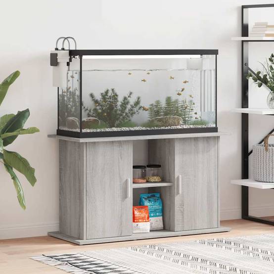 Meuble pour Aquarium Bois d'ingénierie avec Rangement Pratique Sonoma Gris 101 cm - ComfortXL Outdoor Living - Image 1