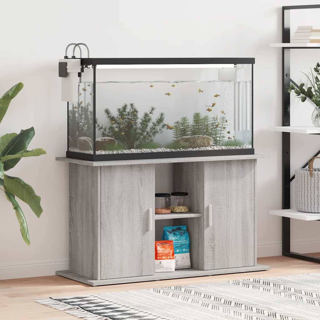 Meuble pour Aquarium Bois d'ingénierie avec Rangement Pratique Sonoma Gris 101 cm - ComfortXL Outdoor Living