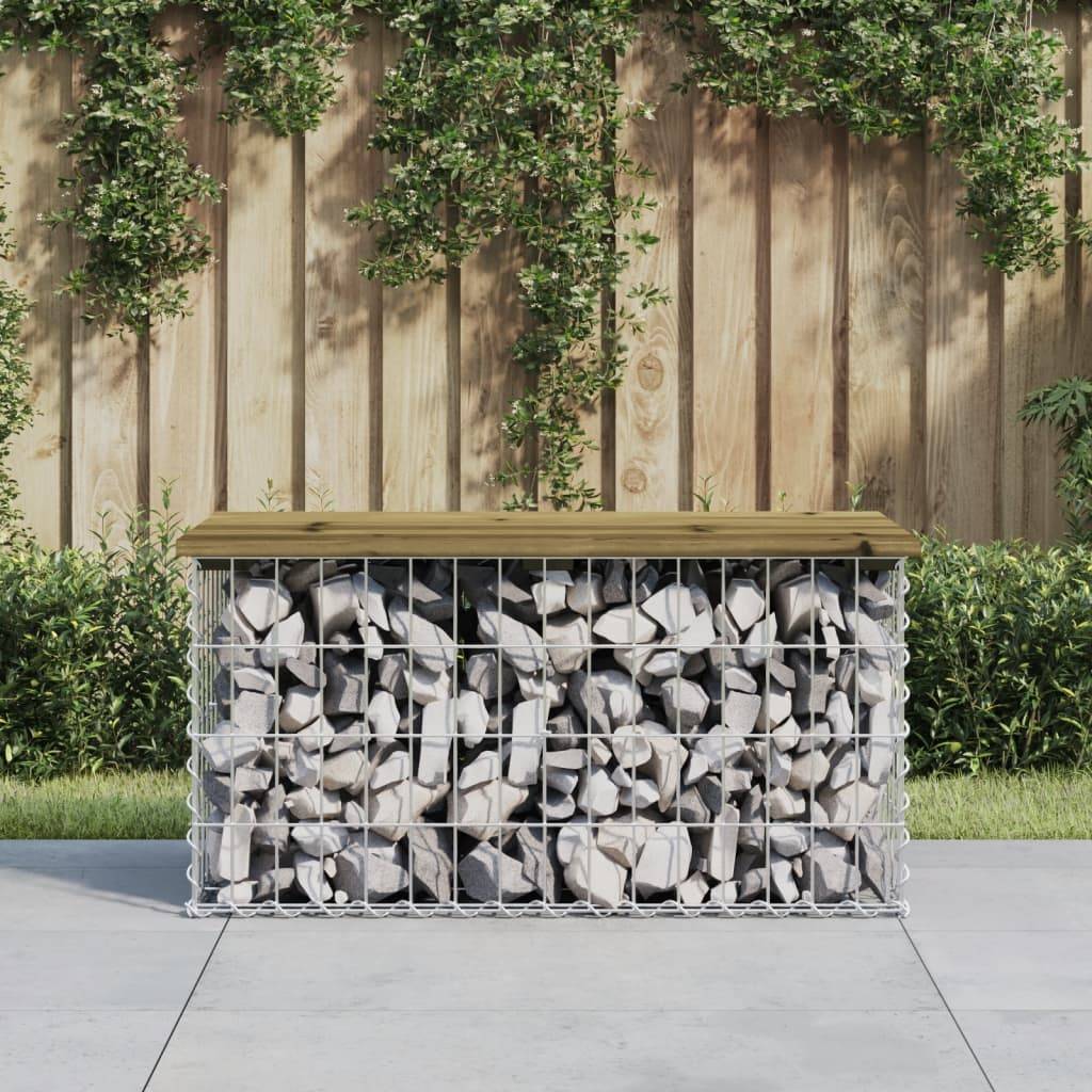 Maison Chic - Banc de jardin - Banc d'extérieur - Banquette design gabion 83x44x42 cm bois de pin imprégné - Imagen 2