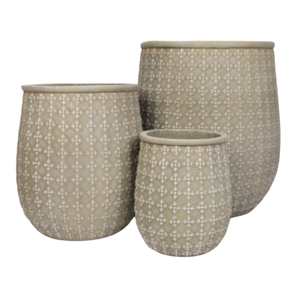 3 Cache-pots grandes tailles plante extérieur béton vert 27-38-50cm Chemin de campagne - Image 1