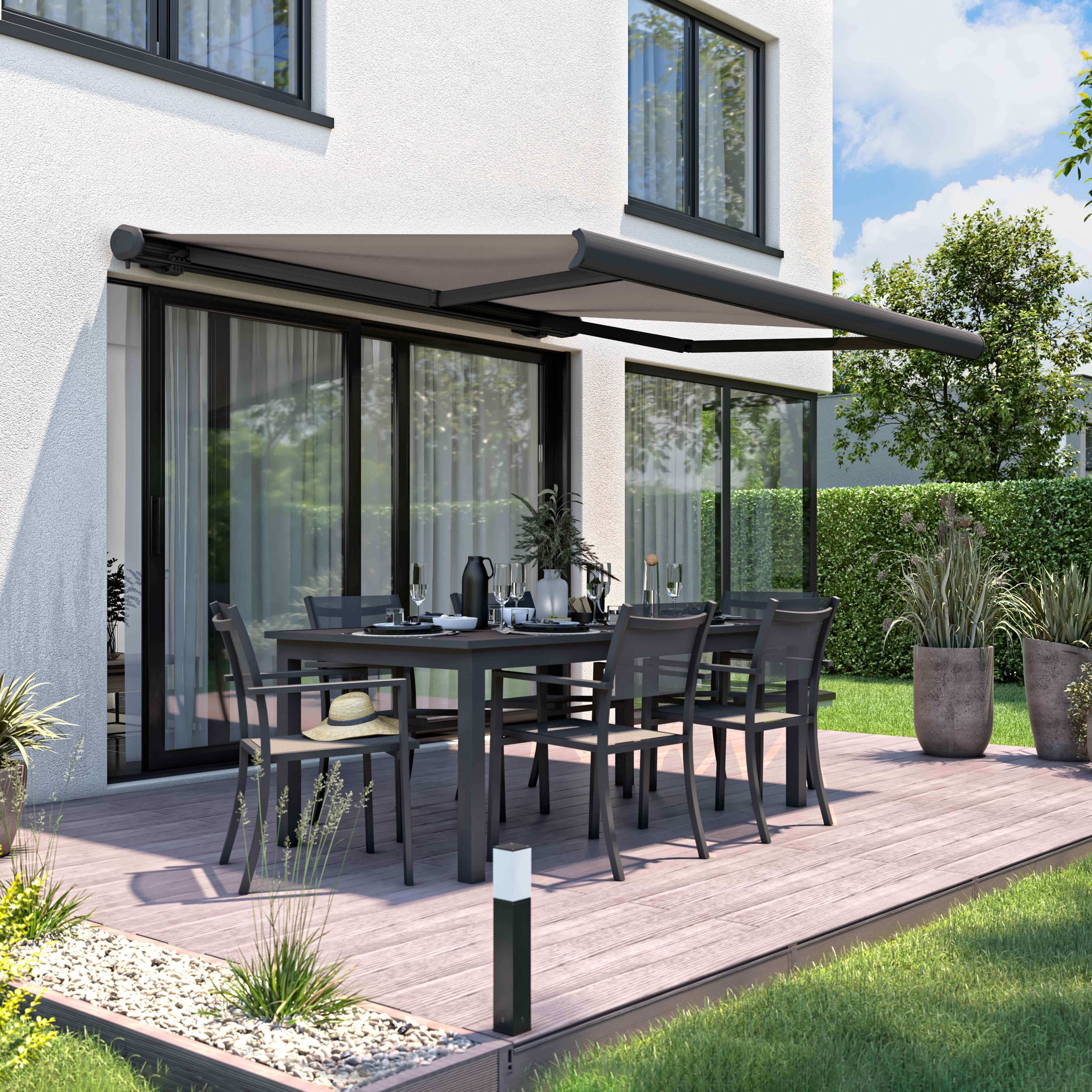 Oviala - Store banne coffre integral 2.5x2m aluminium taupe Capri - Oviala - Imagen 2