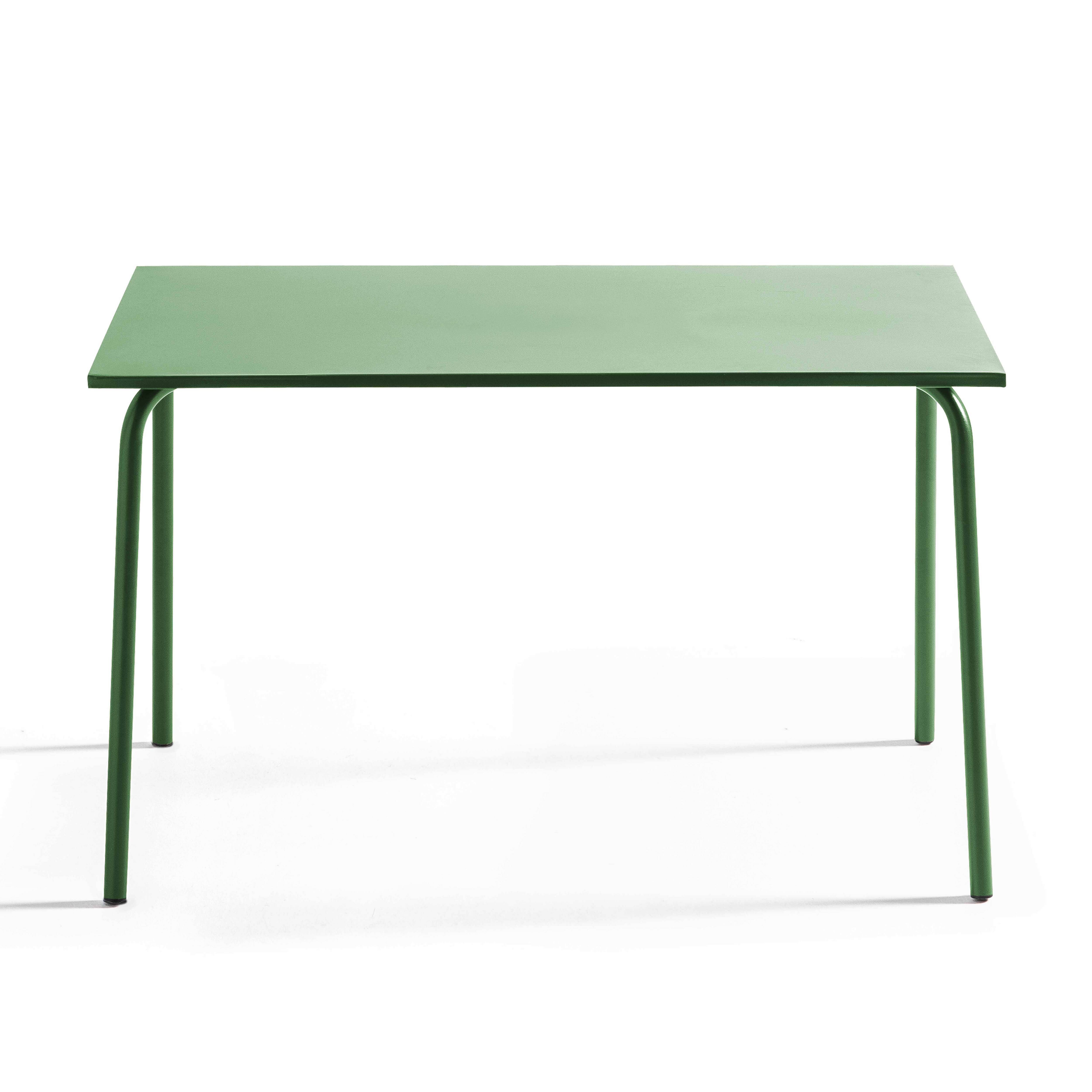 Oviala - Ensemble table de jardin en métal et 4 chaises vert cactus Palavas - Oviala - Imagen 5