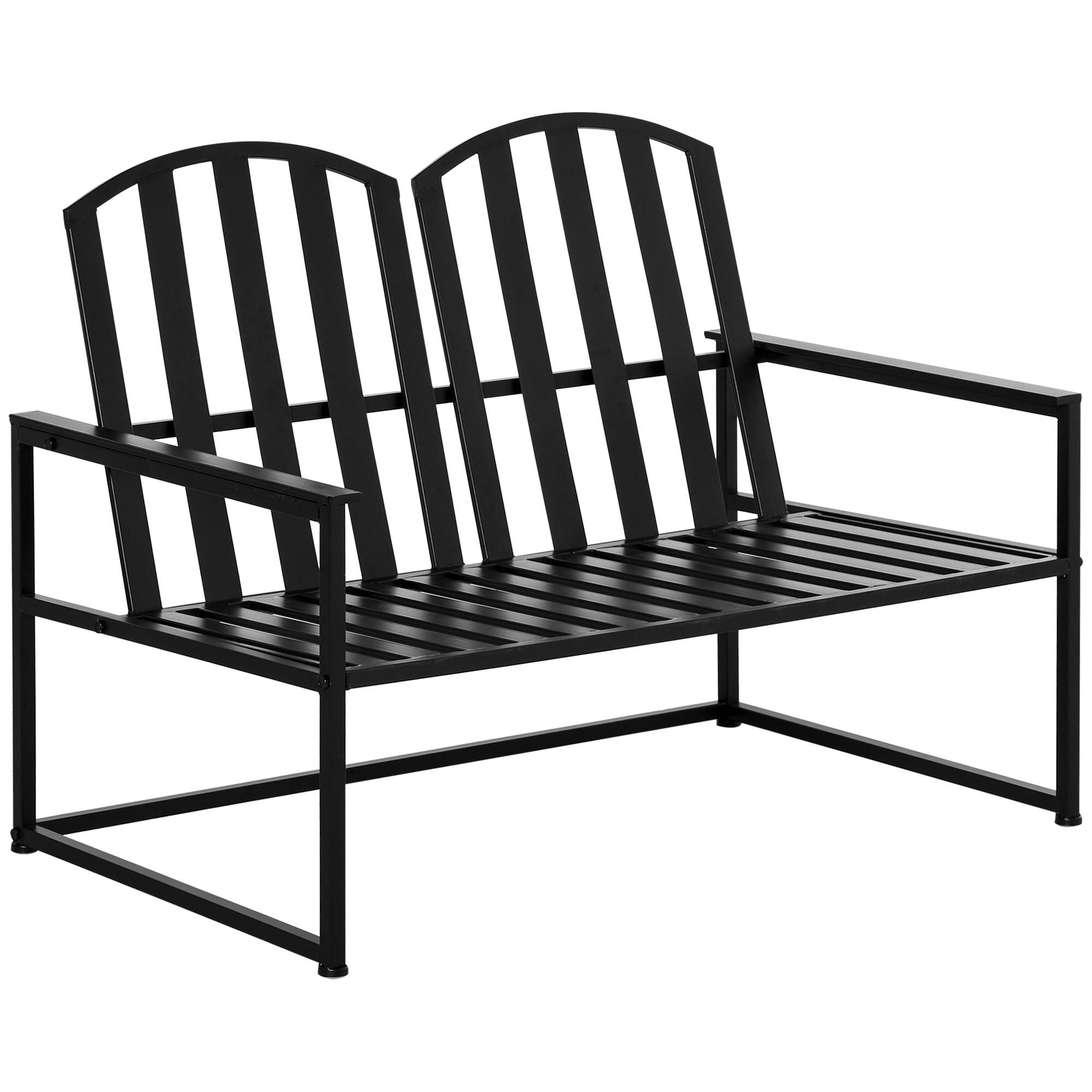Outsunny - Banc de jardin design contemporain 2 places dim. 108L x 63l x 80H cm métal époxy noir - Outsunny - Imagen 1