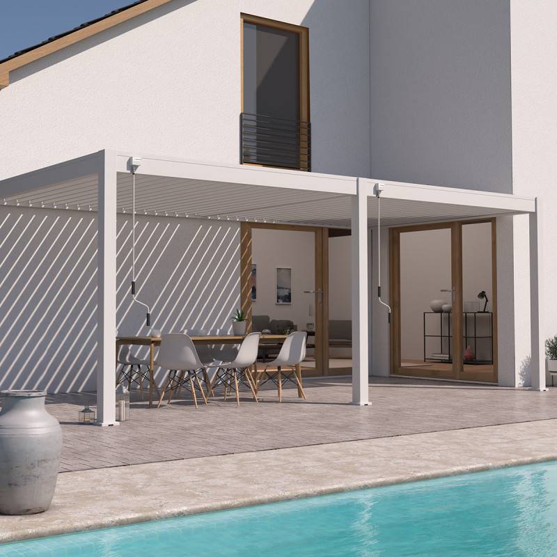 Ombrea - Pergola Bioclimatique Ombréa VS 3x6M adossée - blanc - V2