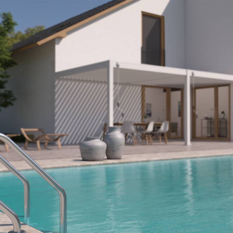 Ombrea - Pergola Bioclimatique Ombréa VS 3x6M adossée - blanc - V2 - Image 2