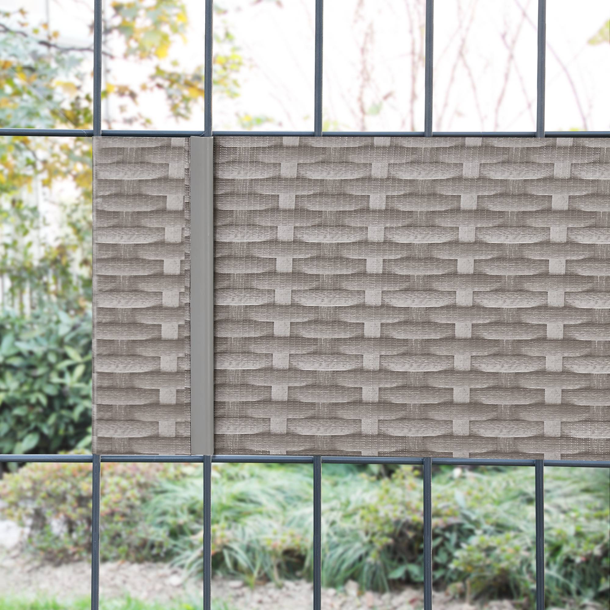 Lot de 4 bandes de brise-vue Jesteburg PVC 140 m x 19 cm 26,6 m² gris avec aspect rotin [en.casa] - Imagen 3