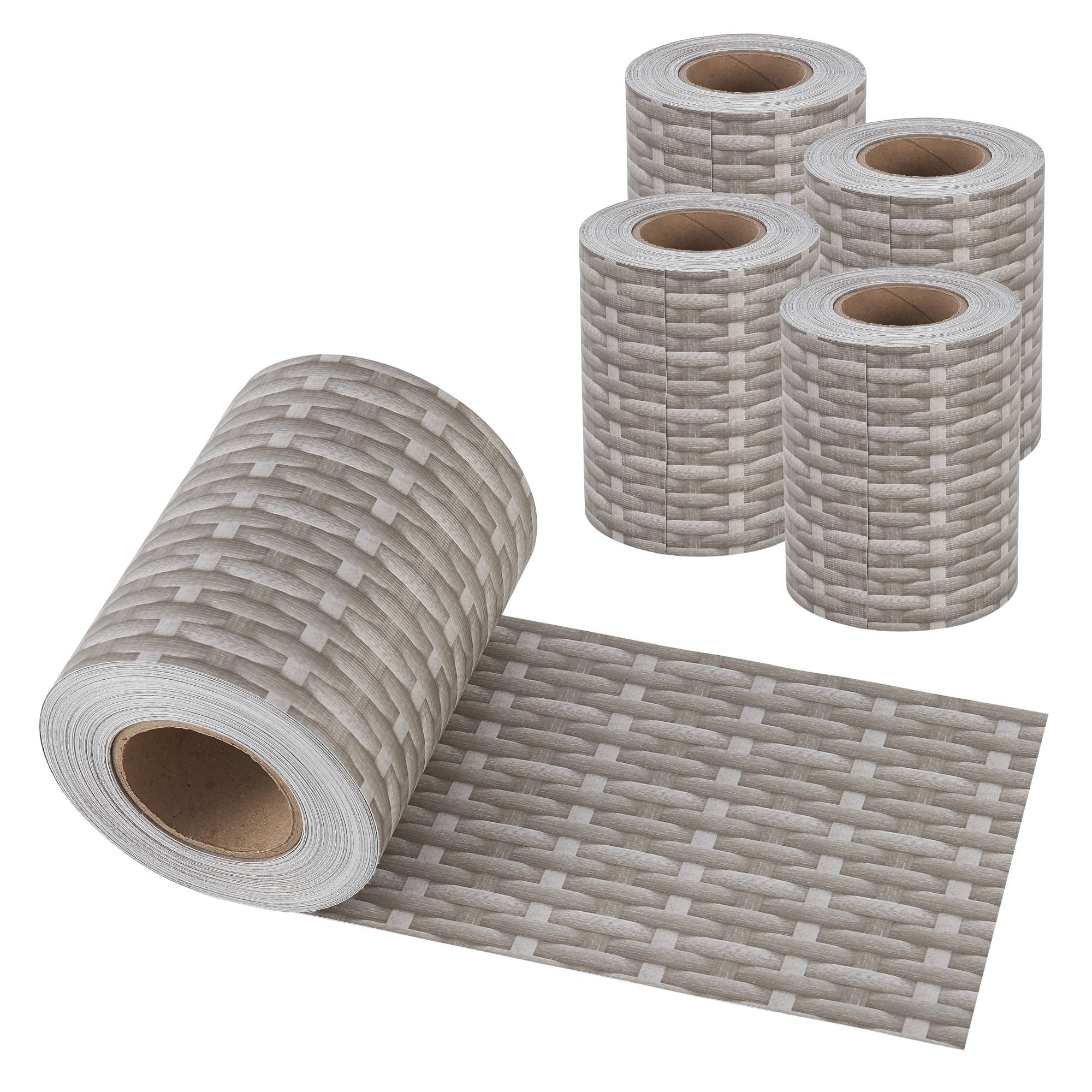 Lot de 4 bandes de brise-vue Jesteburg PVC 140 m x 19 cm 26,6 m² gris avec aspect rotin [en.casa] - Imagen 1