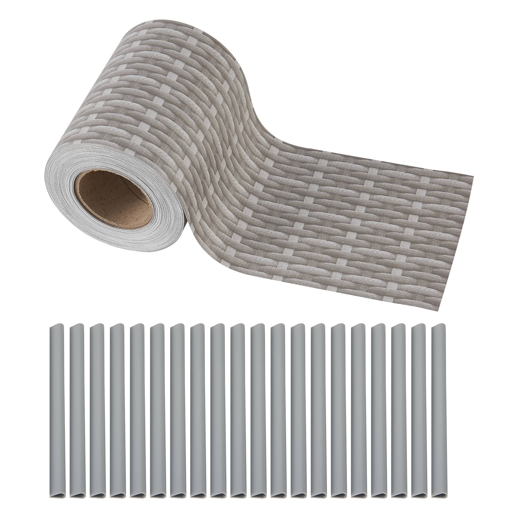 Lot de 4 bandes de brise-vue Jesteburg PVC 140 m x 19 cm 26,6 m² gris avec aspect rotin [en.casa] - Imagen 2