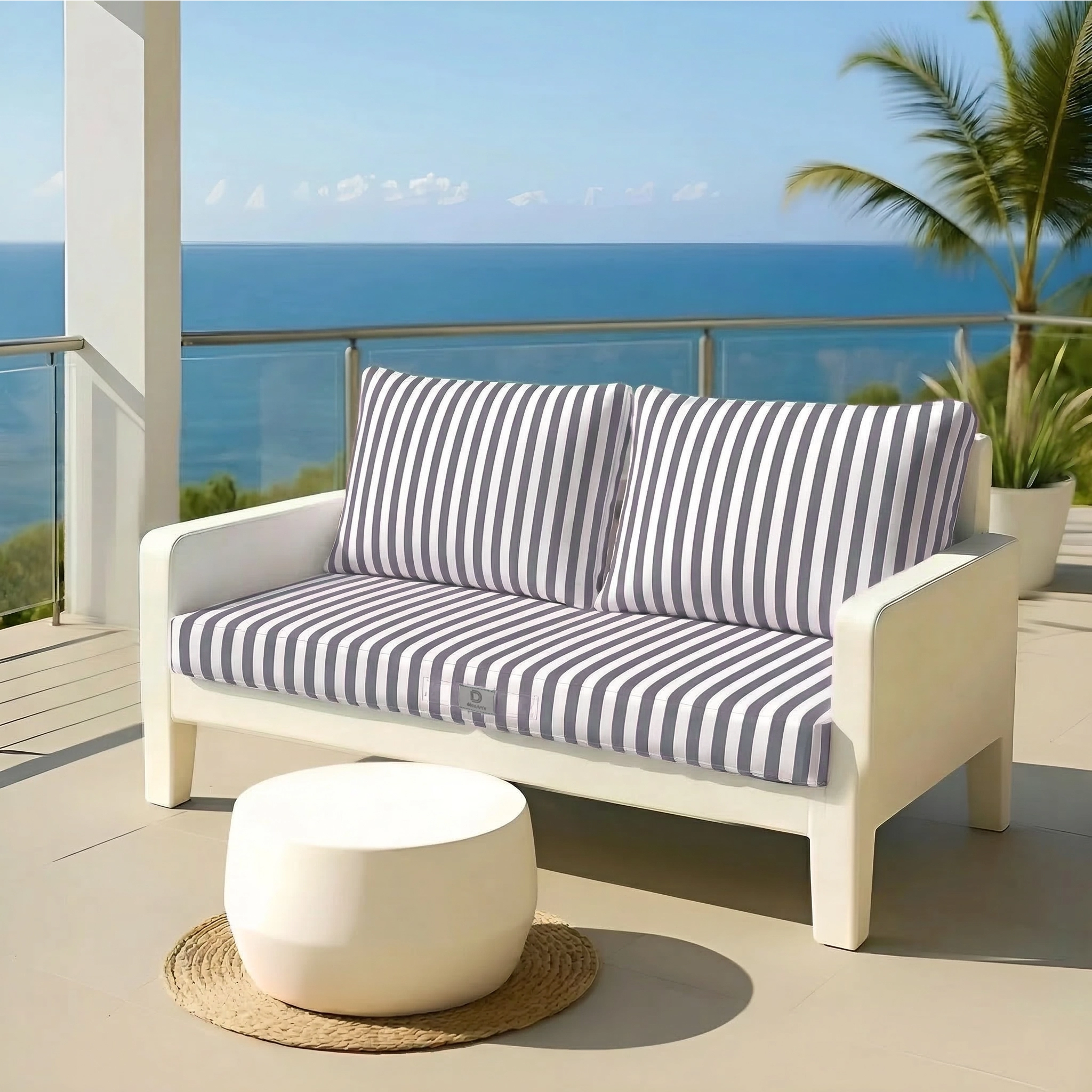 Coussins pour salon de jardin déhoussable 100x50cm Rayure gris foncé - Déco arts - Image 2