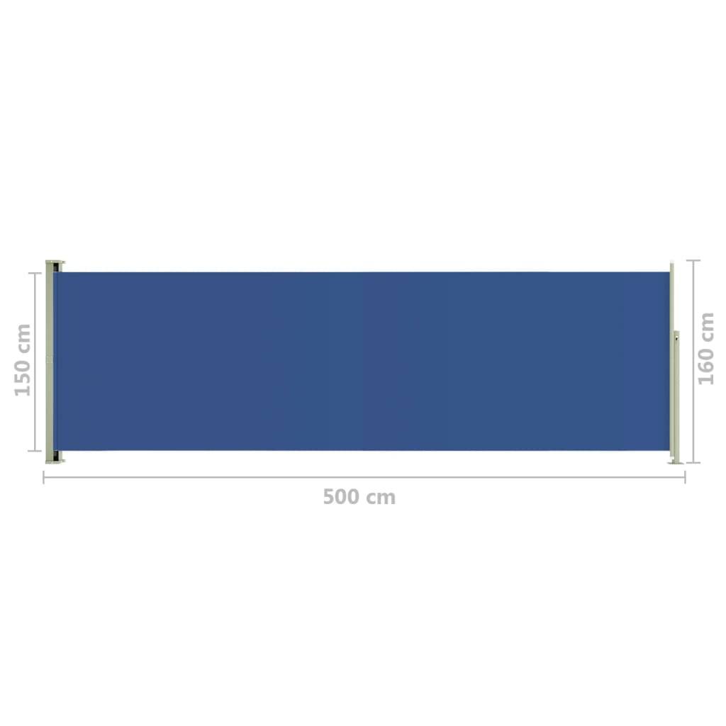 Helloshop26 - Auvent paravent store brise-vue latéral rétractable de patio jardin terrasse balcon protection visuelle écran 160 x 500 cm bleu - Imagen 6