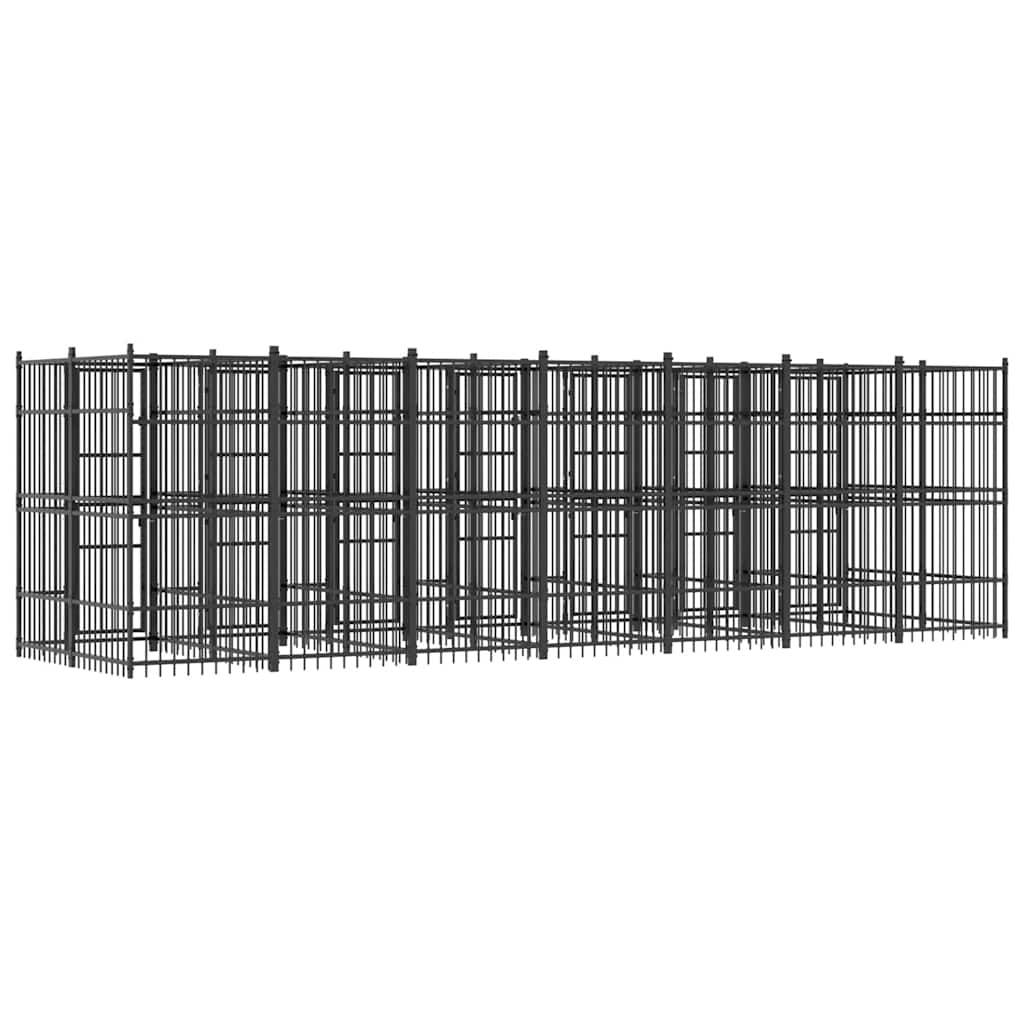 Chenil pour chiens acier noir 672 x 192 x 200 cm - PANGIVO - Image 7