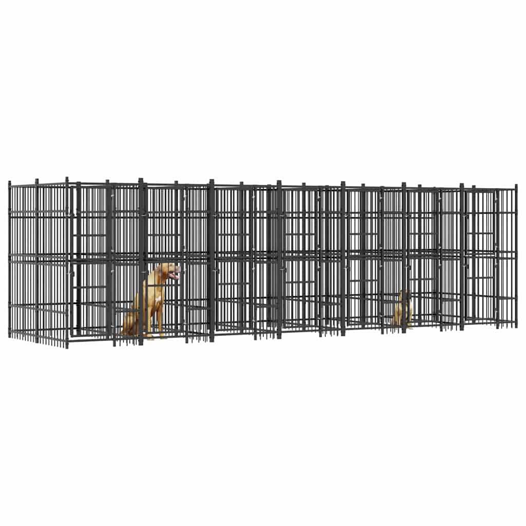 Chenil pour chiens acier noir 672 x 192 x 200 cm - PANGIVO - Image 4